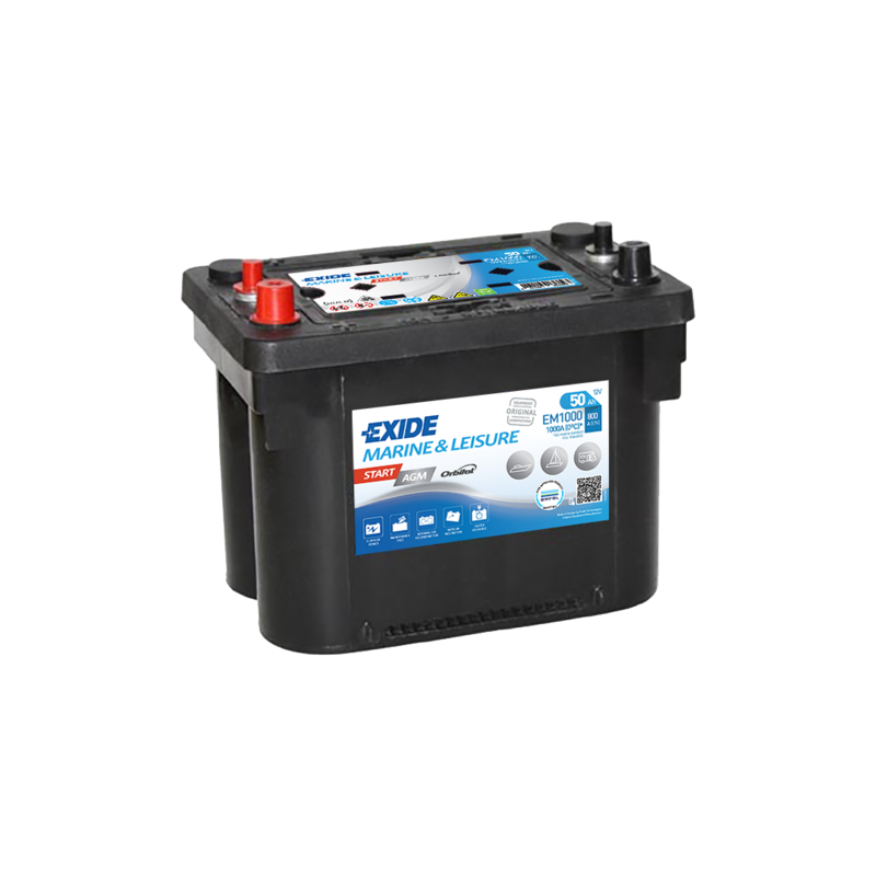 Batterie Bateau EXIDE EM1000 12V 50Ah 800A