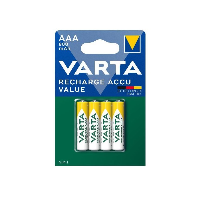 Pack de 4 piles rechargeables Varta AAA - 800 mAh par pile