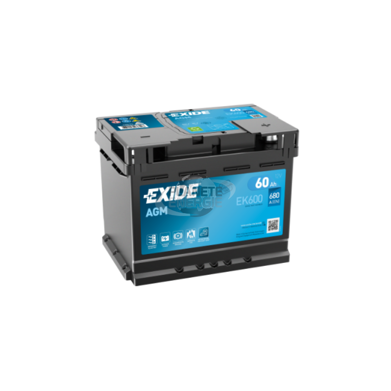 Batterie voiture Start & Stop AGM EXIDE EK600 60Ah 680AEN