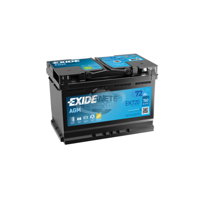 Batterie voiture Start & Stop AGM EXIDE EK720 72Ah 760AEN