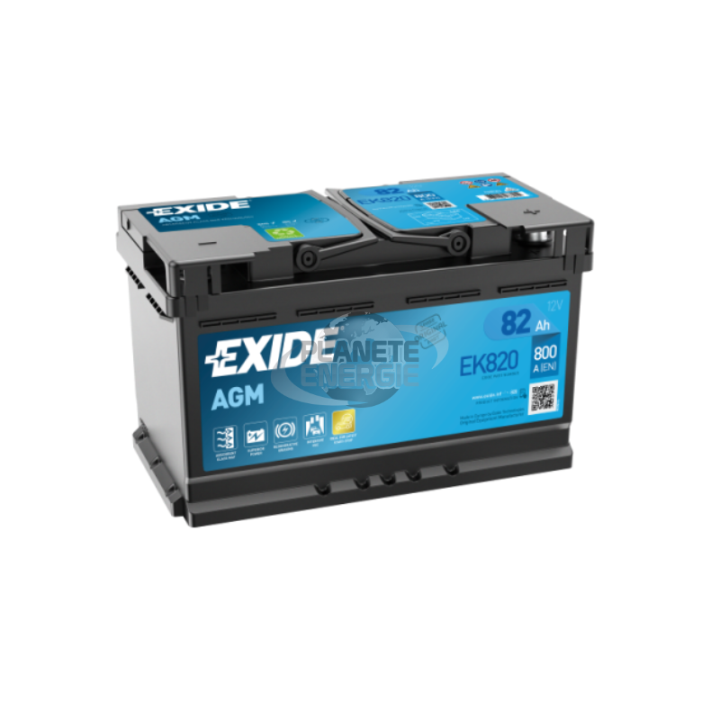 Batterie voiture Start & Stop AGM EXIDE EK820 82Ah 800AEN