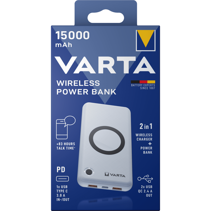Chargeur VARTA WIRELESS POWER BANK 15000 mAh