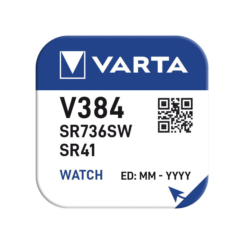 Pile VARTA montre Oxyde d'Argent V384 - SR41