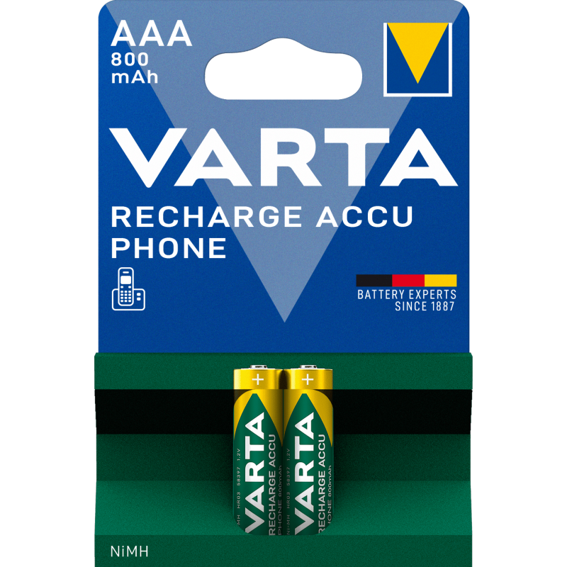 Pile VARTA rechargeable LR03 - AAA 800 mAh pour téléphone X2