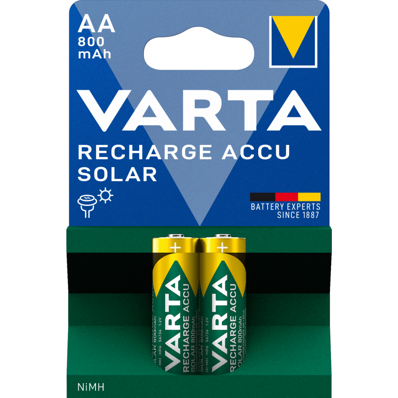 Pile VARTA rechargeable HR06 - AA 800 mAh pour appareil solaires X2