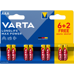 Pile VARTA LR03 (AAA)  Longlife Max Power (6+2 gratuites)