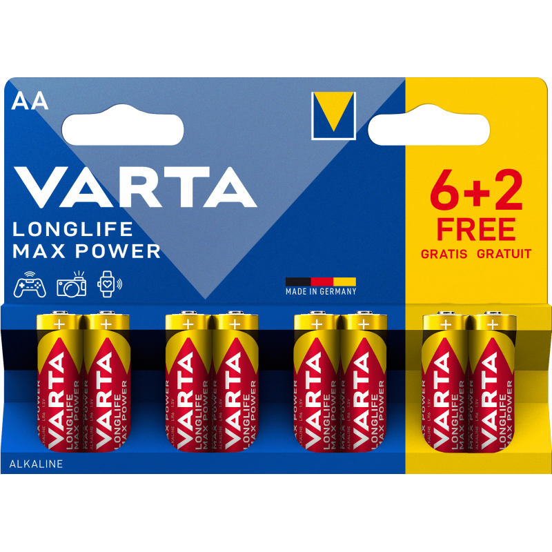 Pile VARTA LR06 (AA) Longlife Max Power (6+2 gratuites)