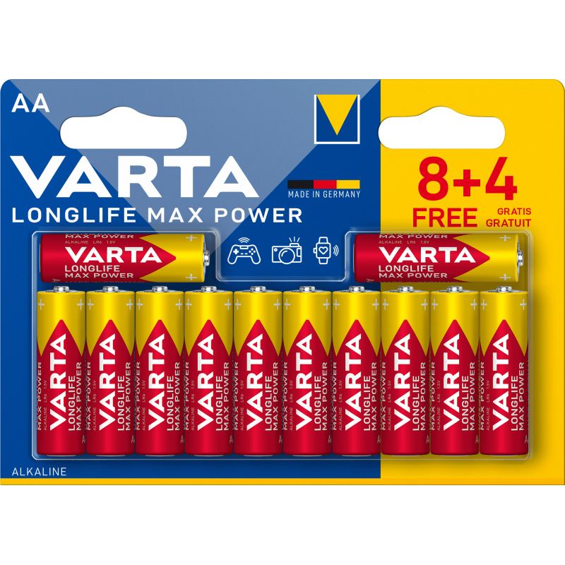 Pile VARTA LR06 (AA) Longlife Max Power (8+4 gratuites)