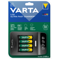 Chargeur VARTA LCD 15 min + adapt 12V + 4 AA 2100mAh