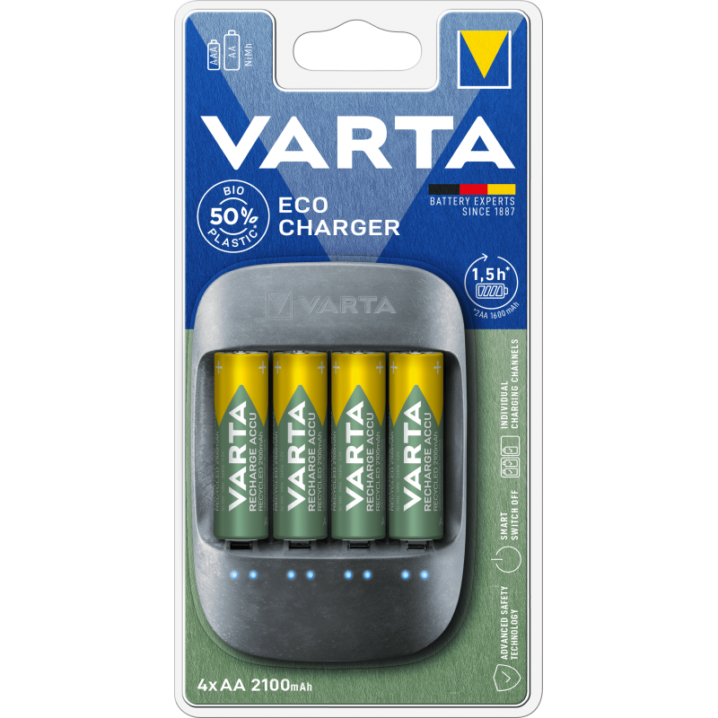 Chargeur VARTA ECO + 4ACCUS HR06/AA 2100mAh Blister