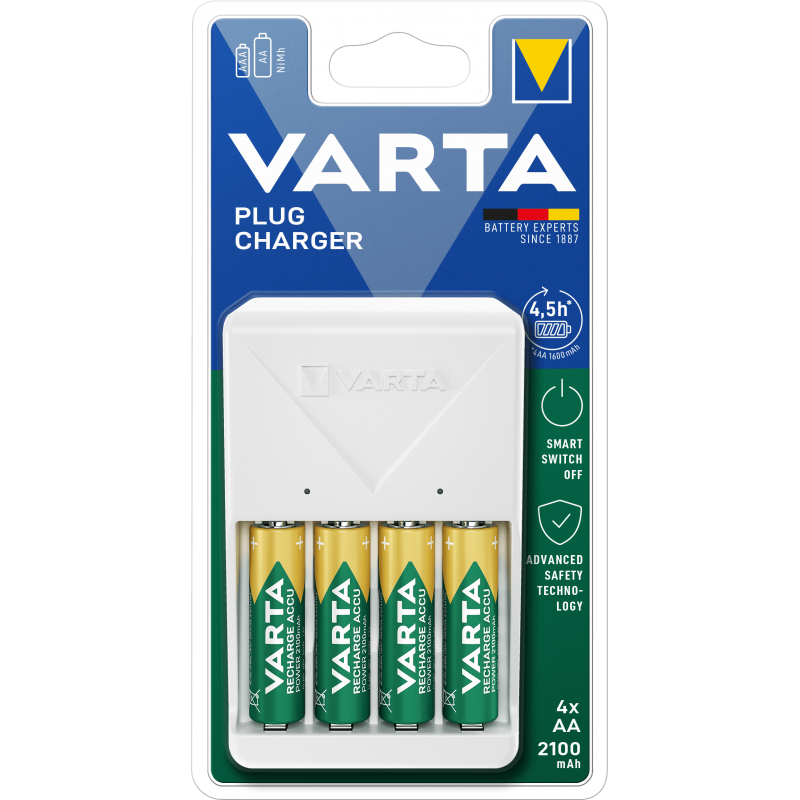 Chargeur VARTA Plug + 4 AA 2100 mAh