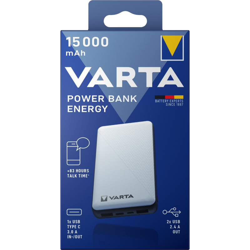 Chargeur VARTA POWER BANK ENERGY 15000 mAh