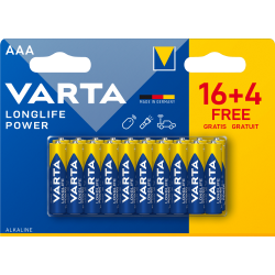 Pile VARTA LR03 (AAA) Longlife Power (16+4 gratuites)