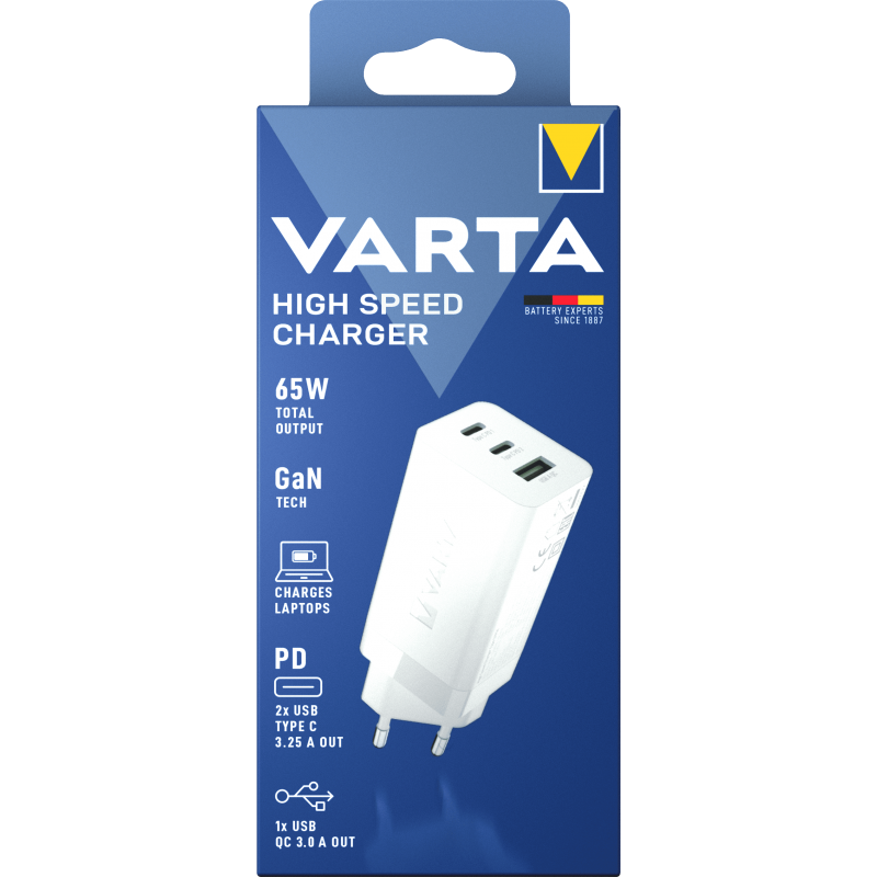 Chargeur VARTA HIGH SPEED CHARGER 2xUSB-C PD + 1USB