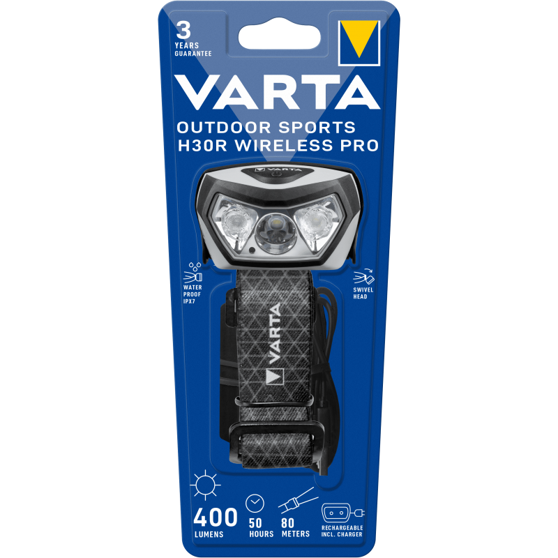Lampe VARTA Frontale OUTDOOR SPORTS H30R WIRELESS PRO - RECHARGE SANS FIL 400lm