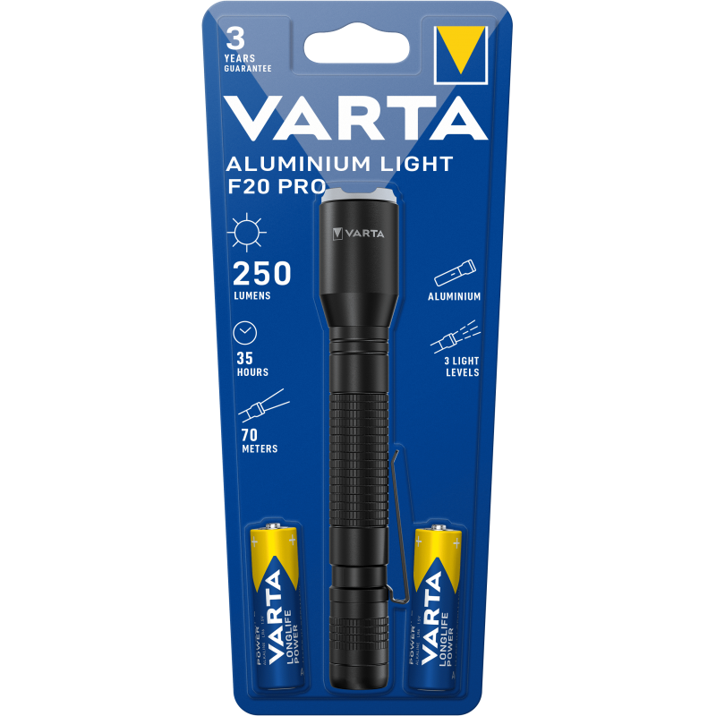 Lampe VARTA pour piles C & D Aluminium Light F20 Pro 2AA