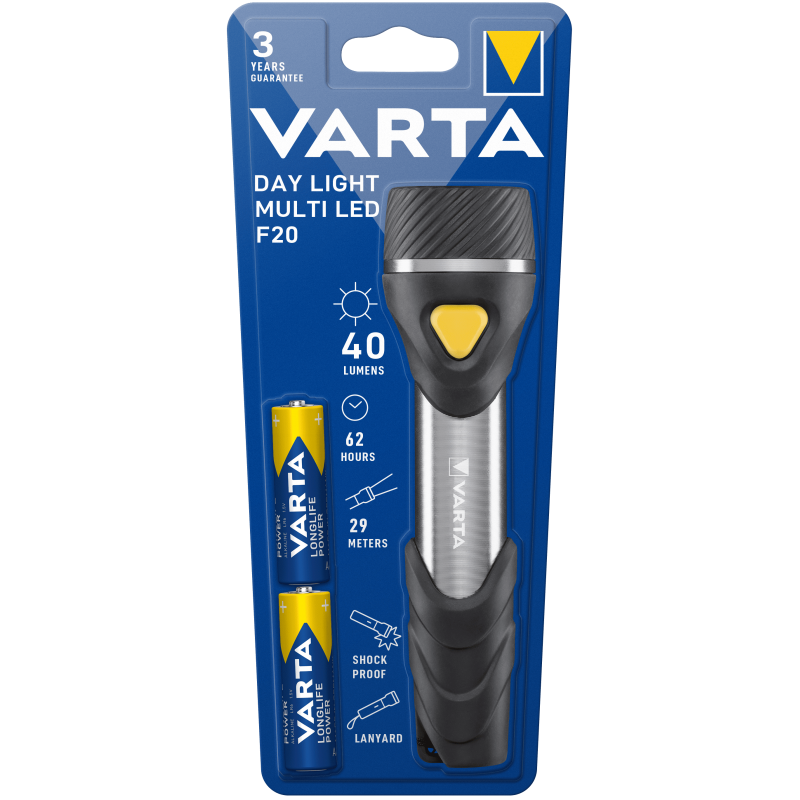 Lampe VARTA pour piles AA Led day light + 2AA faisceau 29m