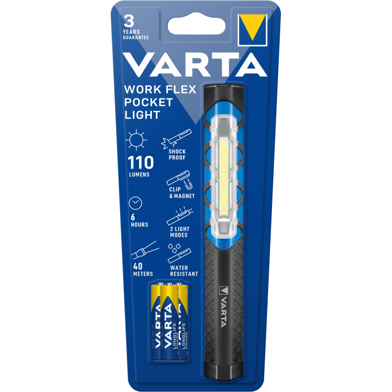 Lampe VARTA pour piles AAA Work Flex Pocket Light