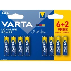 Pile VARTA LR03 (AAA) Longlife Power (6+2 gratuites)